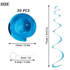 30 Pcs Hanging Swirl Party Decorations, Plastic Spiral Streamers Foil Ceiling…