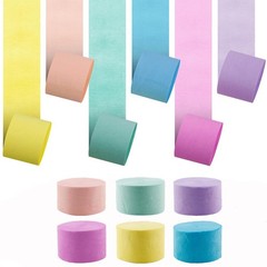 6 Rolls 2.2 inch x 123 ft Macaron Crepe Paper Streamers for Party Backdrop