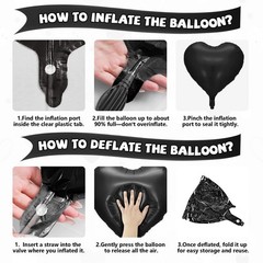 Pink and Black Heart Balloons, 10 Pcs Baby Pink Cream Heart Shaped Balloon wi…