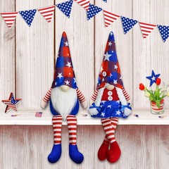 2Pcs 4th of July Patriotic Gnomes Plush Decorations- Mr & Mrs Handmade Swedis…
