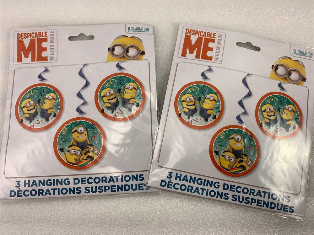 lot of 2 Despicable Me Minions 2 sided Hanging Birthday Decorations