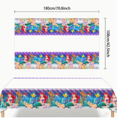 LITTLE MERMAID Disney Plastic Party Birthday Tablecloth 70×42 Ariel Purple