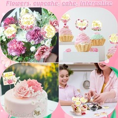 12 Pcs Happy Mothers Day Cupcake Topper, Flower Gold Foil Shape Mother’s Day …