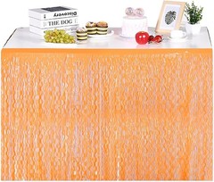 2 Pack Orange Neon Table Skirt 108 X 29.5 Inches – Glow in The Dark Party