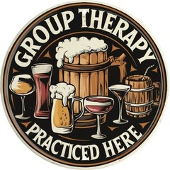 Vintage Beer Bar Art Poster Group Therapy Practiced Here Metal Sign for Home …