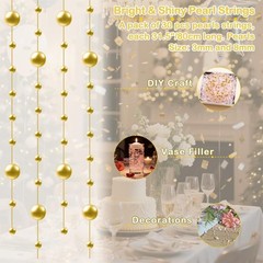 30 PCS Gold Artificial Pearl String Graduation Table Decorations 2026, Vase F…