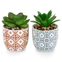 Karlliu Artificial Plants Succulent Flowers in 2.5X3.25 inch, Red & Blue