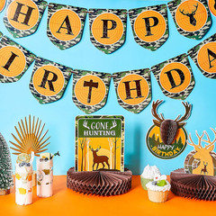 16 Pcs Hunting Birthday Party Decorations Camo Deer Hunting Birthday