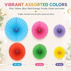 6-Pack Vibrant Paper Fans – Effortless Party Decor for Any Occasional Event