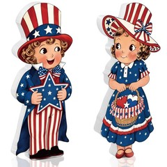 2PCS 4th of July Table Decorations, Vintage Patriotic Tiered Tray Decor, 250 …