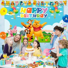 Disney Winnie The Pooh Party Tableware Supplies Birthday Decor Plates Banner Cup