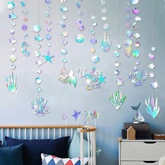 Iridescent Under The Sea Party Decorations Holographic Bubble Garland Decoration