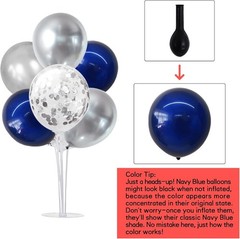 4 Set Navy Blue Silver Balloon Centerpieces for Table,Balloon Stand Kit for G…