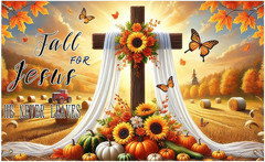 Fall for Jesus Backdrop Banner – Thanksgiving Outdoor Decor 71×43 Inches