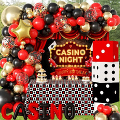 Casino Theme Birthday Party Decorations Party Backdrop, Foil Balloons, Balloons