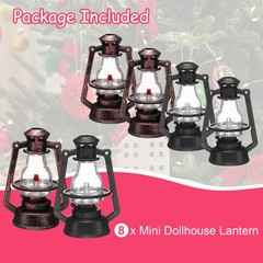Dollhouse Micro Lantern, 2.17″ H, Plastic Mini Kerosene Lamp Black Copper, 8pcs