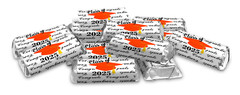Class of 2025 Graduation Mini Candy Wrapper | Set of 60 Stickers | Orange Theme