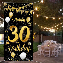 30Th Birthday Decoration Background Door Decoration Banner Fabric Sign 30Th Birt