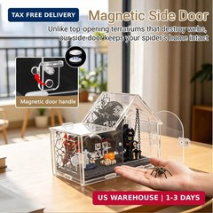 Acrylic Jumping Spider Enclosure Kit 16PCS with Decor | 19-pc gothic decor with