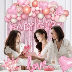 Baby Girl Pink And White Decorations For Shower Party Balloons Set Clearance