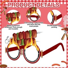 36 Pcs BBQ Party Decorations Eyeglasses Barbecue Themed Paper Glasses Decor B…