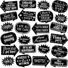 24 Pieces Photo Booth Props Birthday with Stick Happy Birthday Weddings Gradu…