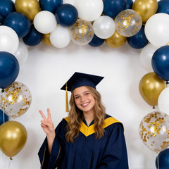 75Pcs Navy Blue Gold Confetti Balloons, Dark Blue Pearl White Metallic Gold Ball