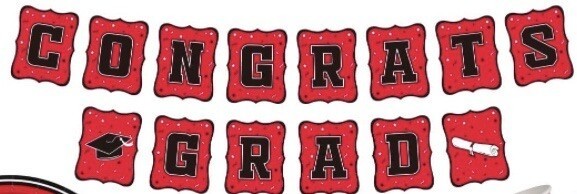 Red Graduation Party Decor Banner with Rectangular Tablecloth Congrats Grad Set