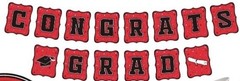 Red Graduation Party Decor Banner with Rectangular Tablecloth Congrats Grad Set