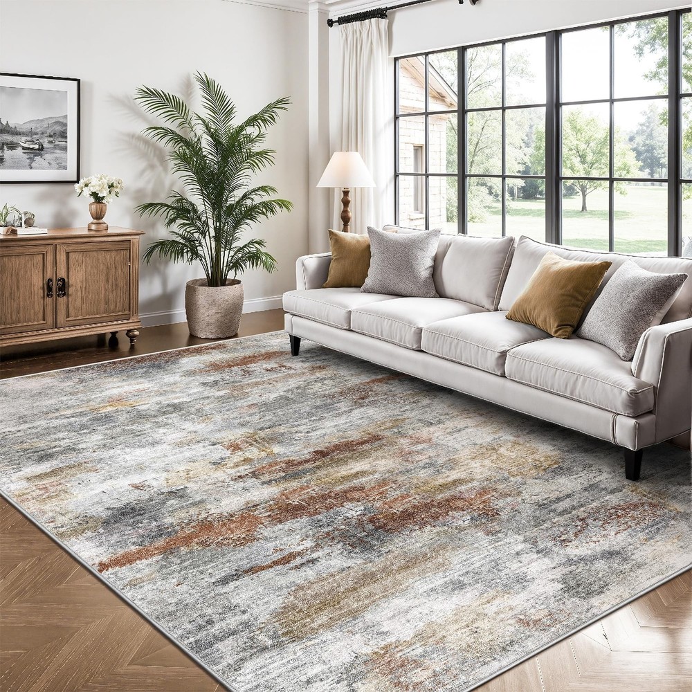 Washable Rug 6×9, Abstract Morden Soft Area Rug, Non-Slip Low Pile Rugs for L…