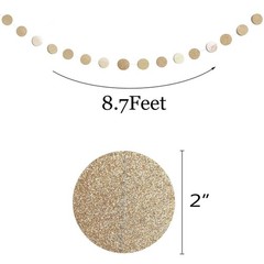 6 Pcs Glitter Champagne Gold Paper Circle 6 Count (Pack of 1),