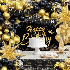 Black and Gold Birthday Decorations for Men Women, 71pcs Black and Gold Party…