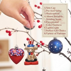 Patriotic Highland Cow Hanging Ornaments Set – 30Pcs for Independence Day Cheer