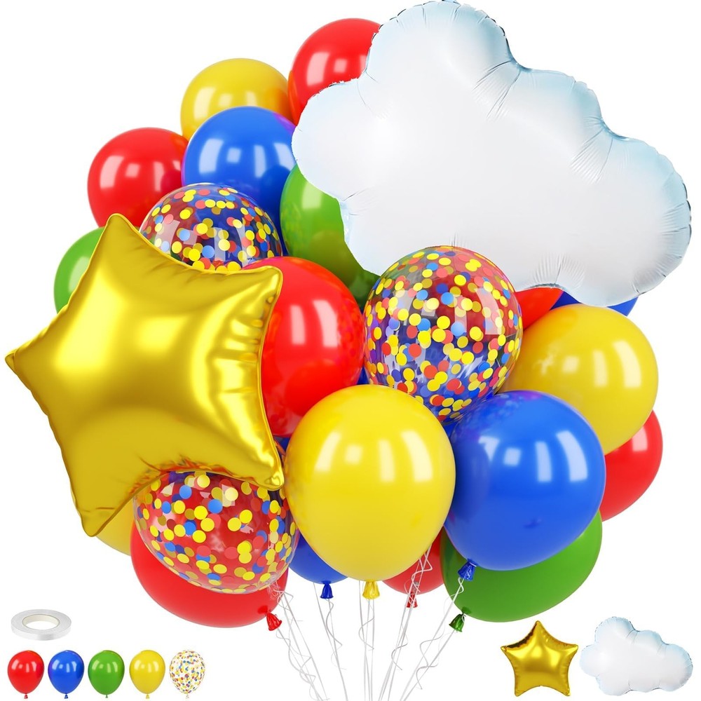 Red Yellow Blue Balloons, 12 Inch Red Yellow Blue Green Confetti Primary Colo…