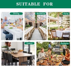 Biscaynebay Textured Fabric Christmas Round Table Cloth 90″, Gold Water Resis…