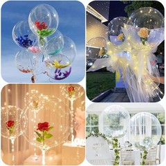 Clear BoBo Balloons – 10pcs 30inch Large Transparent Bubble Globos with Ribbo…