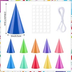 10 Pcs Mini Birthday Party Hats Multicolor Paper Cone Hats for Kids Girls Pet…