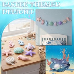 Under The Sea Decorations for Home, Seashell Felt Garland 4.9 ft Handmade Bea…