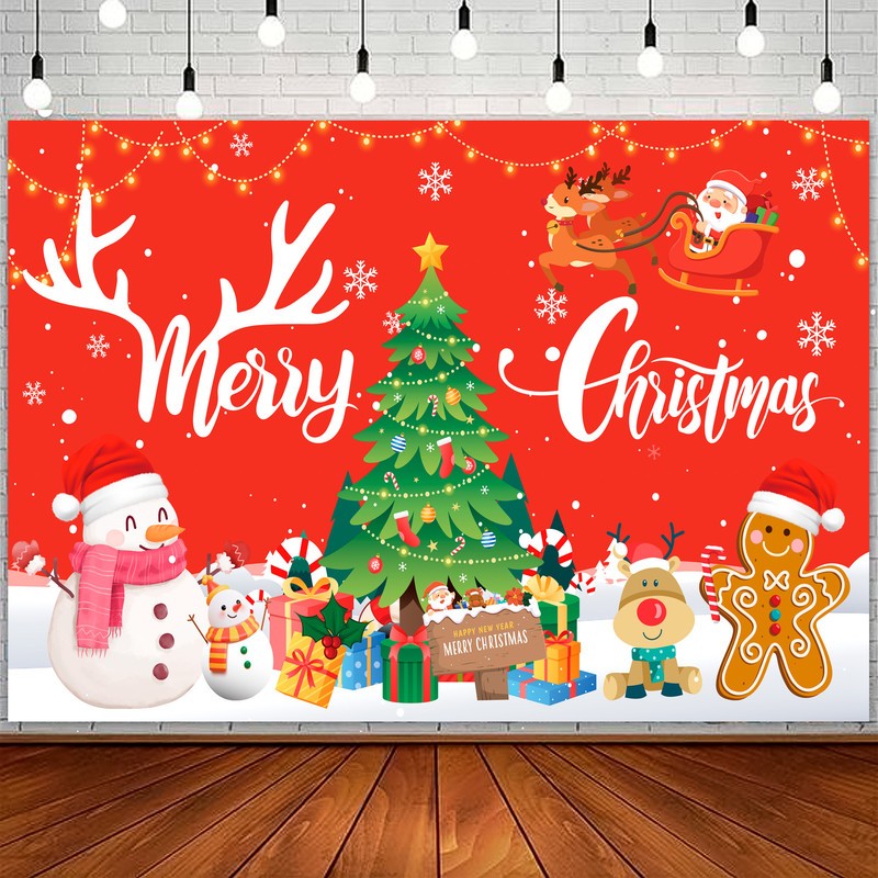 Large Merry Christmas Party Decoration Backdrop Xmas Backgrounds for Photo Props
