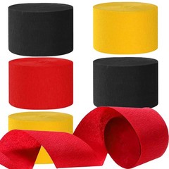6 Roll 1.8 Inch x 82 Feet Black Red Yellow Crepe Paper Party Streamer Decor