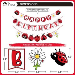 Pirese Ladybug Birthday Decorations, Party 7 inches x 8 inches, Red