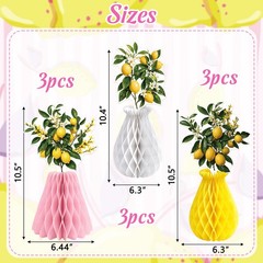 9Pcs Summer Lemon Party Decorations Honeycomb Centerpieces Set