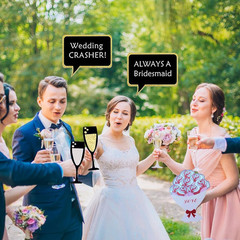 52PCS Wedding Photo Booth Props with Stick Bridal Shower Photo Booth Props Funny