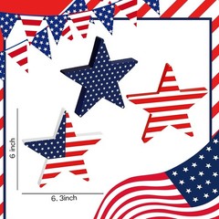 Durable Wooden Star Blocks – 3Pc Set for 4th of July, Labor Day & Memorial Day