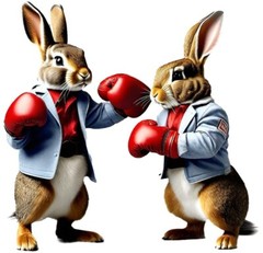 decoration Boxing Rabbits Enlarged To A3 SIZE