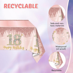 41Pcs 18Th Birthday Decorations for Girls Her,Awesome since 2008 Birthday Tablew