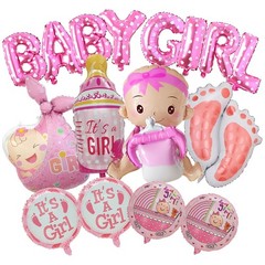16 Pcs Baby Girl Balloons Pink Its A Girl Balloon Foil Baby Shower Balloons f…