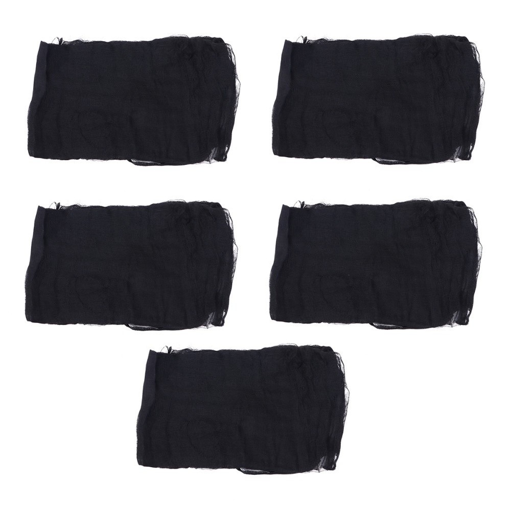 5Pcs Black Halloween Gauze Fabric Durable Haunted House Decor Party Supply