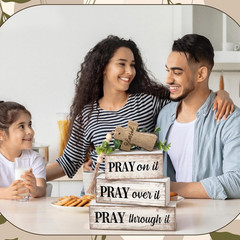 4 Pcs Christian Table Decor Wooden Cross Wooden Bible Verse Sign Inspirational R