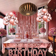 Pink Rose Gold Happy Birthday Party Decorations kits for Girls Women with Happy